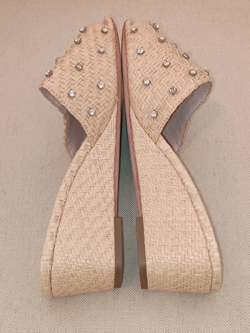 Loeffler Randal Twilly Wedge Slides Natural Straw Raffia Size 8.5 - Picture 10 of 13